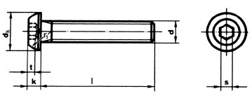 Винт с полукруглой головкой и внутренним шестигранником ISO 7380